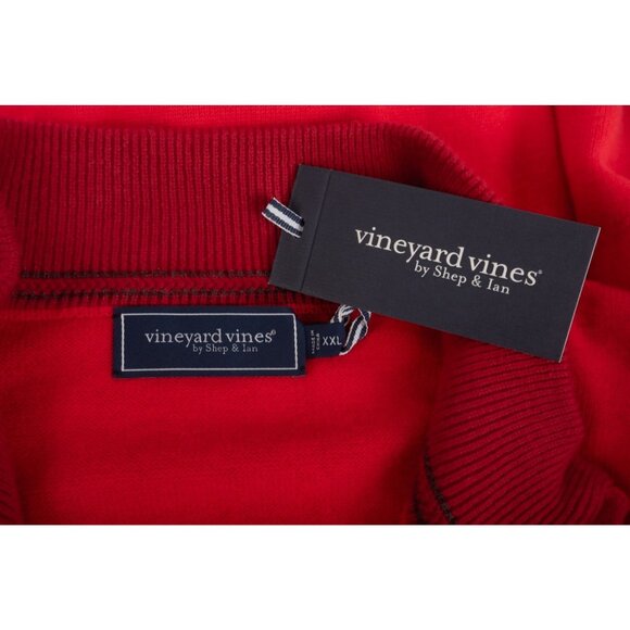 Vineyard Vines Mens Sweater Boathouse Tipping XXL Red Quarter Zip Wool Blend NWT - Picture 6 of 6